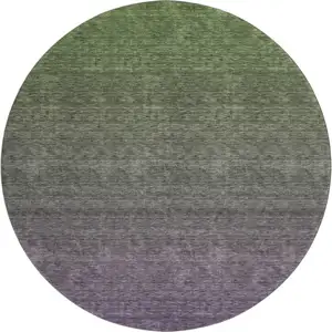 Photo of 8' Purple And Green Ombre Washable Round Rug With UV Protection