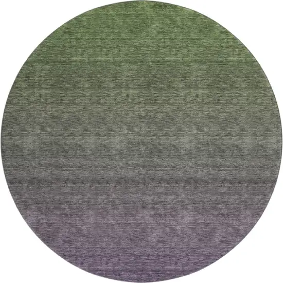 8' Purple And Green Ombre Washable Round Rug With UV Protection Photo 1