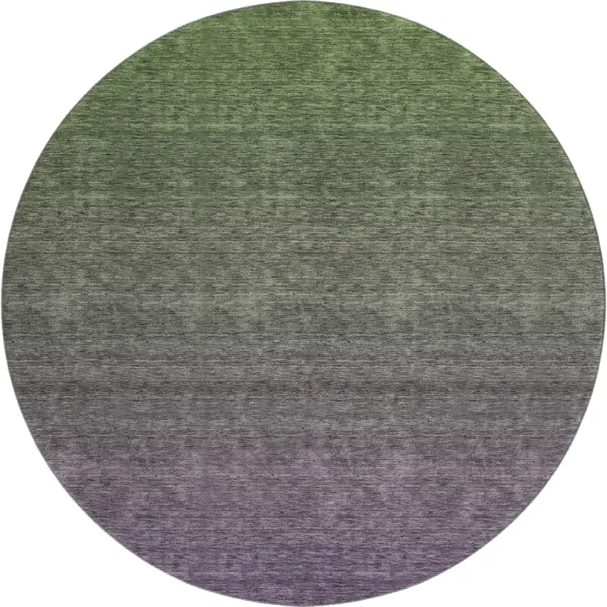 8' Purple And Green Ombre Washable Round Rug With UV Protection Photo 1