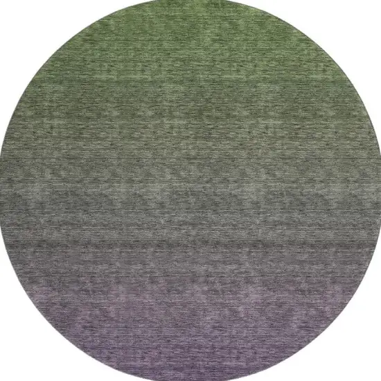 8' Purple And Green Ombre Washable Round Rug With UV Protection Photo 3