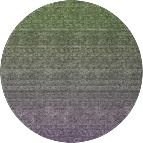8' Purple And Green Ombre Washable Round Rug With UV Protection Photo 4