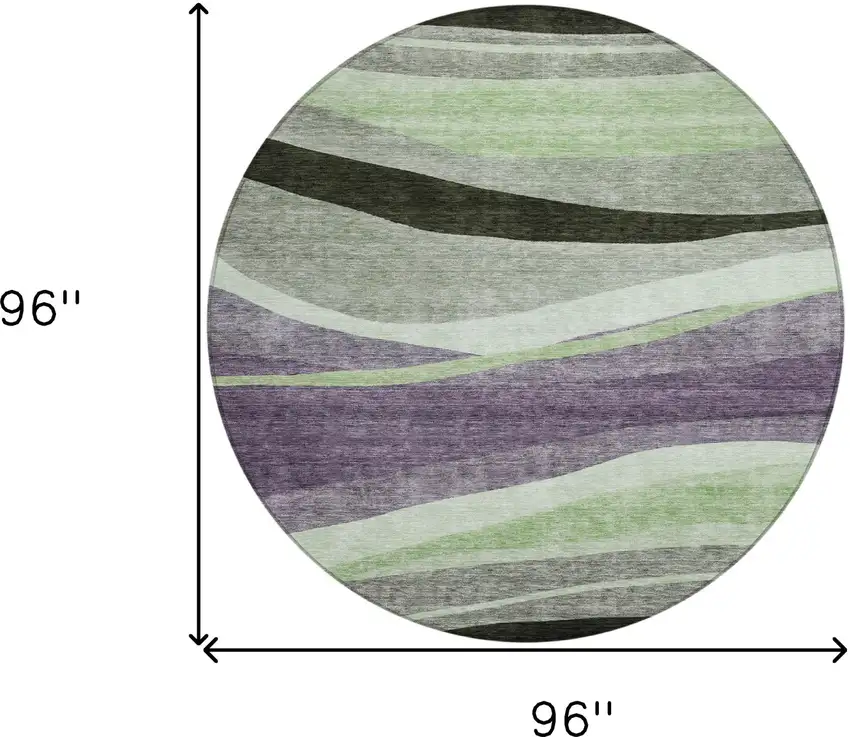 8' Purple And Green Round Abstract Washable Indoor Outdoor Area Rug Photo 8