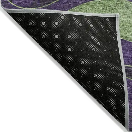 8' Purple And Green Round Abstract Washable Indoor Outdoor Area Rug Photo 9