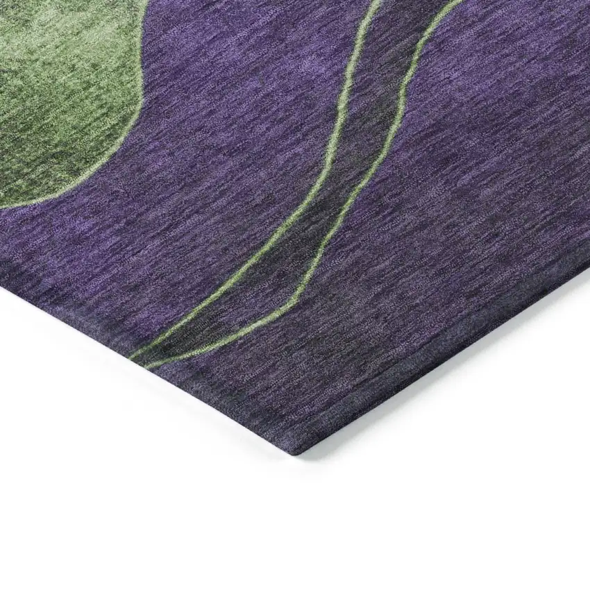 8' Purple And Green Round Abstract Washable Indoor Outdoor Area Rug Photo 7
