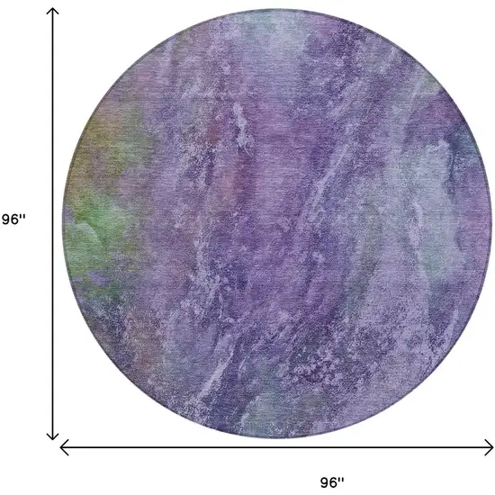8' Purple And Green Round Abstract Washable Indoor Outdoor Area Rug Photo 3