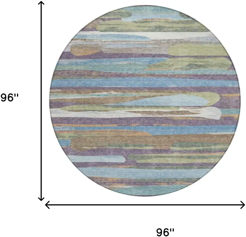 8' Purple And Green Round Abstract Washable Indoor Outdoor Area Rug Photo 8