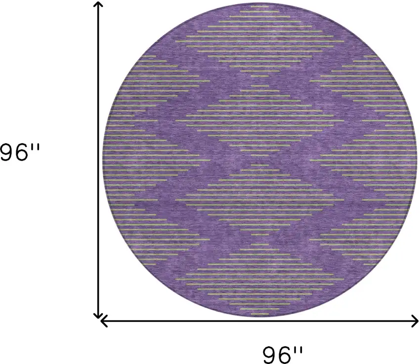 8' Purple And Green Round Geometric Washable Indoor Outdoor Area Rug Photo 3