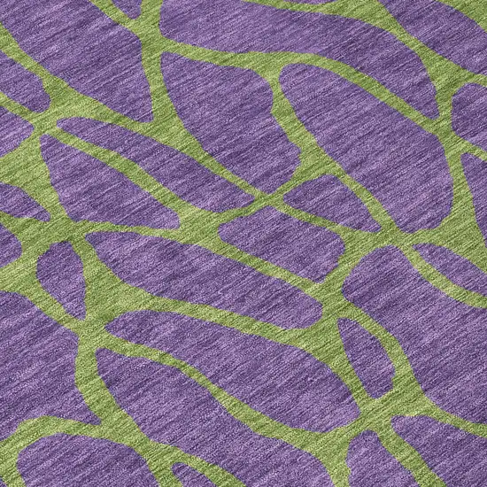 8' Purple And Green Round Geometric Washable Indoor Outdoor Area Rug Photo 8