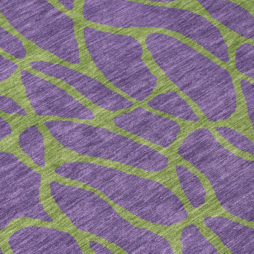 8' Purple And Green Round Geometric Washable Indoor Outdoor Area Rug Photo 8