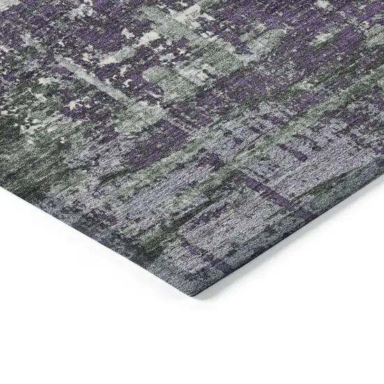 8' Purple And Green Round Geometric Washable Indoor Outdoor Area Rug Photo 7