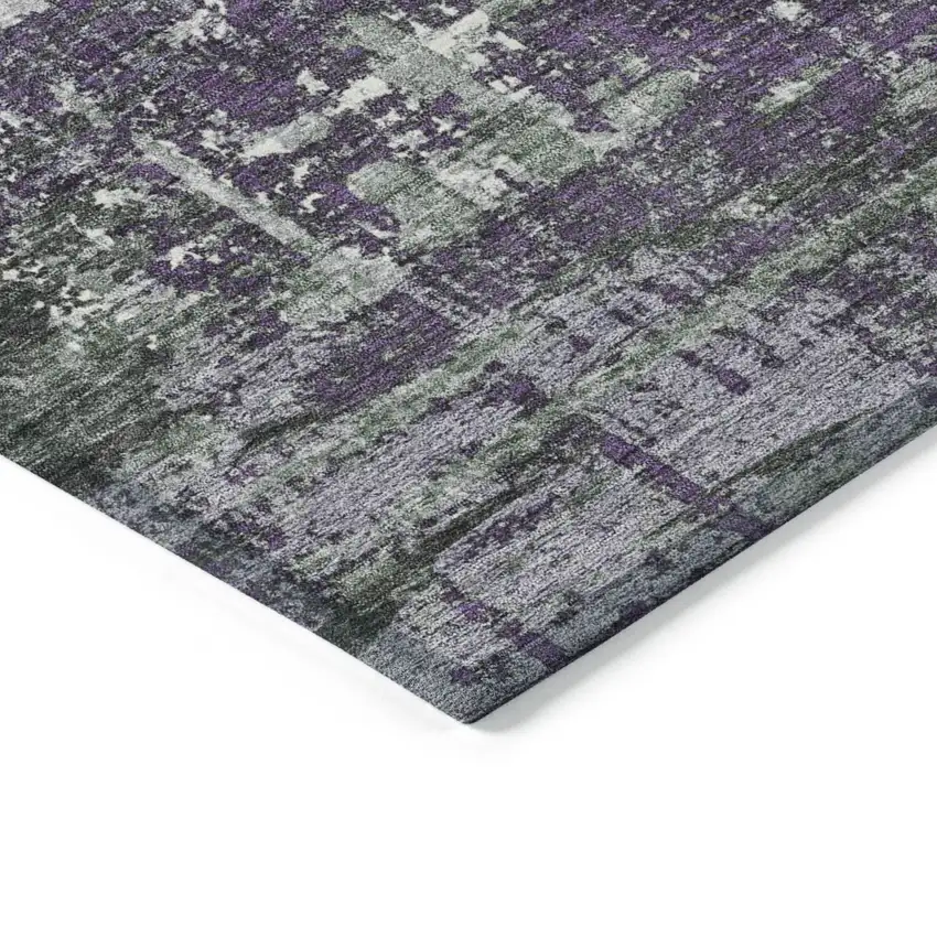 8' Purple And Green Round Geometric Washable Indoor Outdoor Area Rug Photo 7