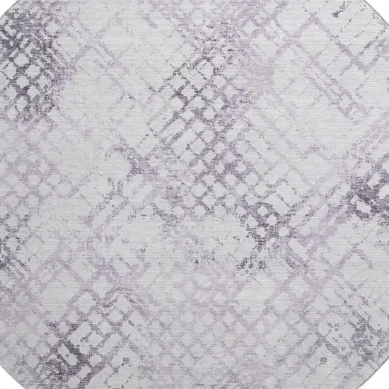 8' Purple And Ivory Abstract Geometric Washable Round Rug With UV Protection Photo 3