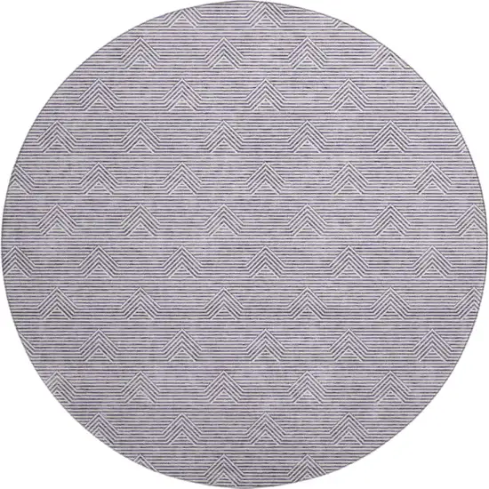 8' Purple And Ivory Abstract Geometric Washable Round Rug With UV Protection Photo 1