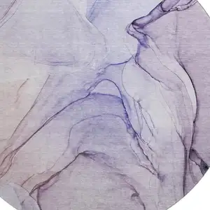 Photo of 8' Purple And Ivory Abstract Washable Round Rug With UV Protection