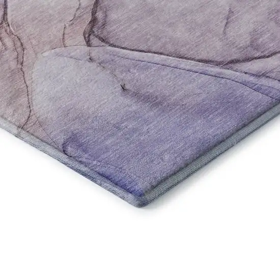 8' Purple And Ivory Abstract Washable Round Rug With UV Protection Photo 7