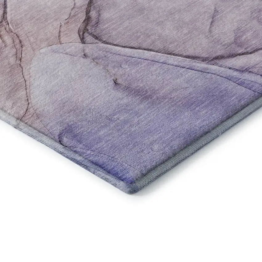8' Purple And Ivory Abstract Washable Round Rug With UV Protection Photo 7