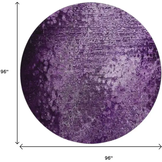 8' Purple And Ivory Abstract Washable Round Rug With UV Protection Photo 9