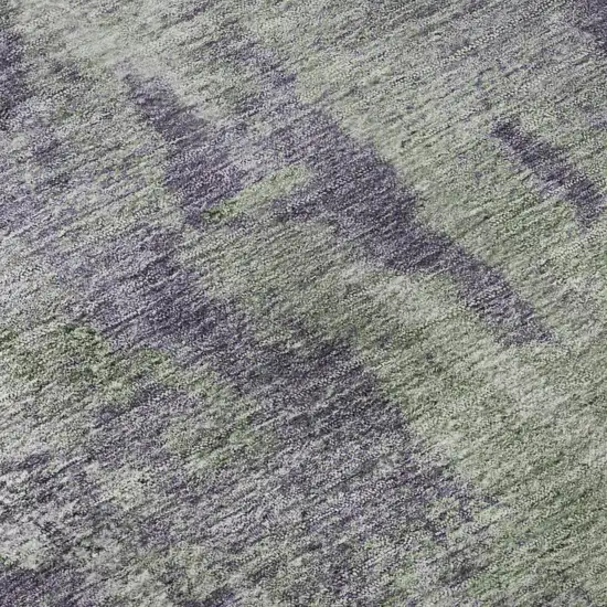 8' Purple And Ivory Abstract Washable Round Rug With UV Protection Photo 9