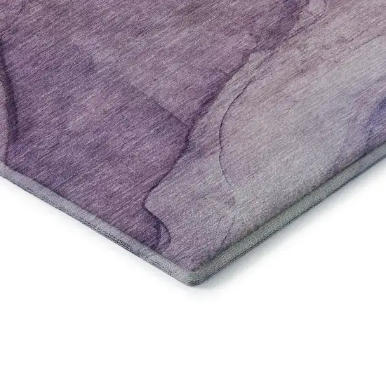8' Purple And Ivory Abstract Washable Round Rug With UV Protection Photo 7