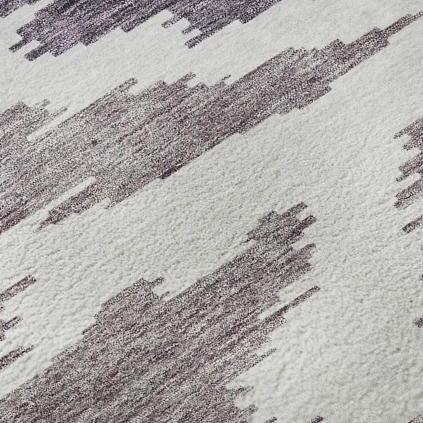 8' Purple And Ivory Abstract Washable Round Rug With UV Protection Photo 8