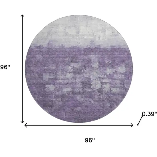 8' Purple And Ivory Abstract Washable Round Rug With UV Protection Photo 8