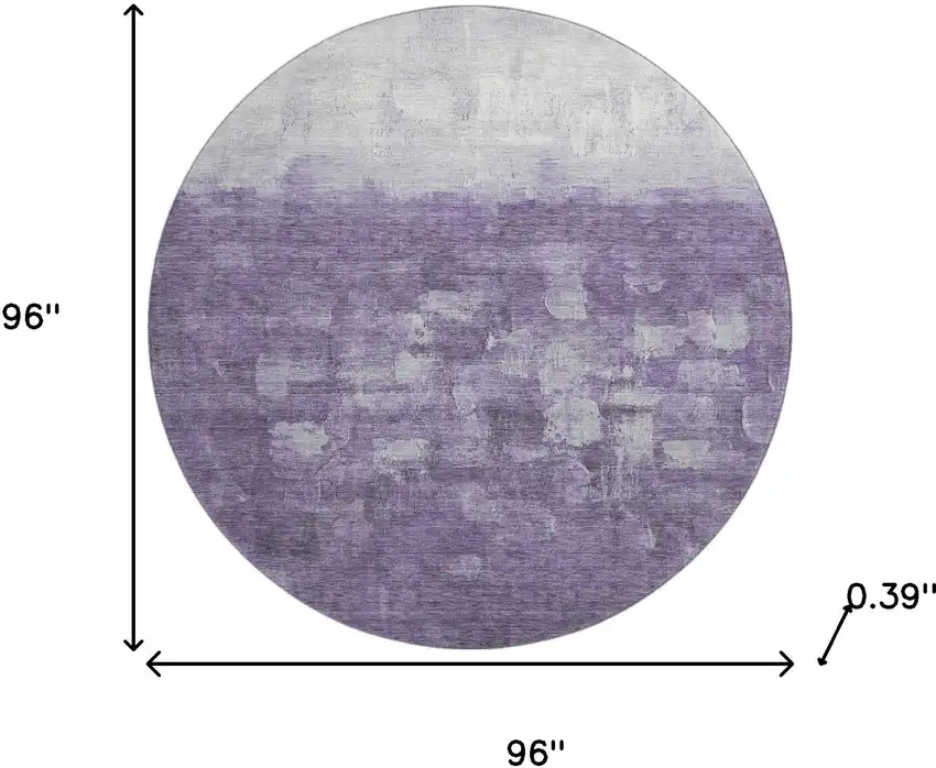 8' Purple And Ivory Abstract Washable Round Rug With UV Protection Photo 8