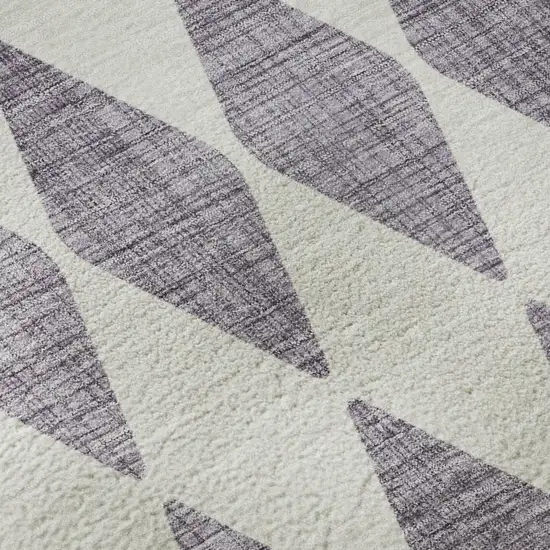 8' Purple And Ivory Diamond Washable Round Rug With UV Protection Photo 8