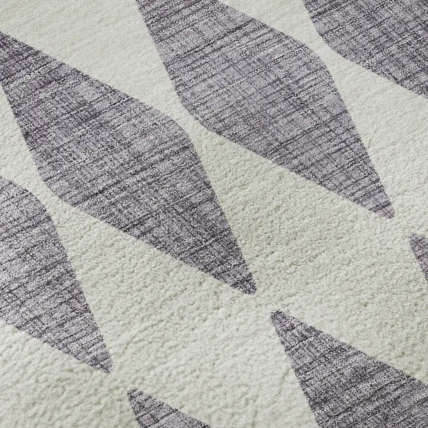 8' Purple And Ivory Diamond Washable Round Rug With UV Protection Photo 8