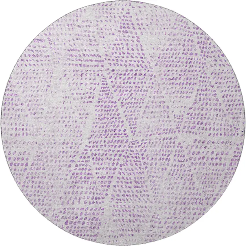 8' Purple And Ivory Diamond Washable Round Rug With UV Protection Photo 4