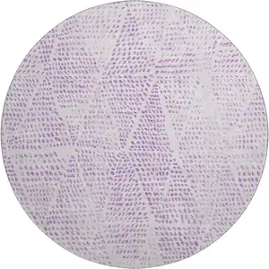 Photo of 8' Purple And Ivory Diamond Washable Round Rug With UV Protection