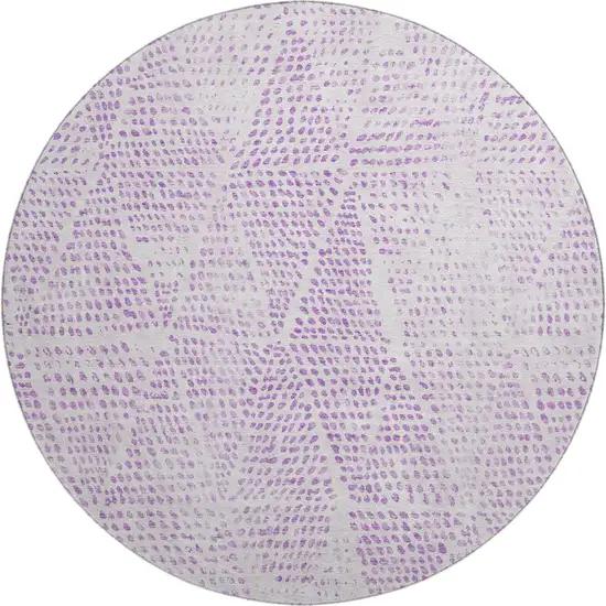 8' Purple And Ivory Diamond Washable Round Rug With UV Protection Photo 1