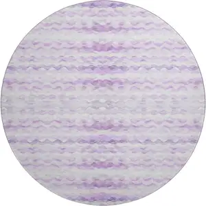 Photo of 8' Purple And Ivory Geometric Washable Round Rug With UV Protection