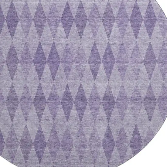8' Purple And Ivory Geometric Washable Round Rug With UV Protection Photo 3