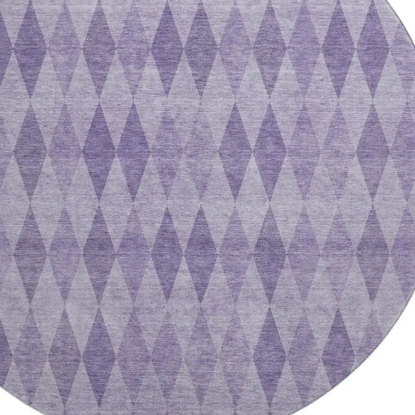 8' Purple And Ivory Geometric Washable Round Rug With UV Protection Photo 3
