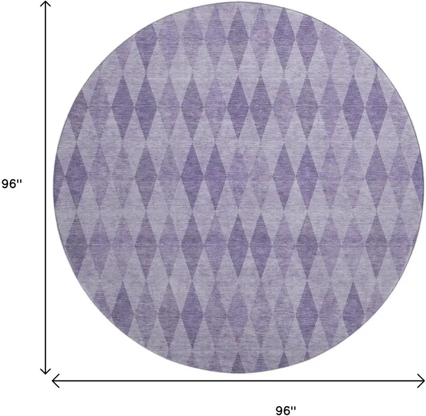 8' Purple And Ivory Geometric Washable Round Rug With UV Protection Photo 3