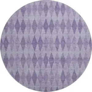 Photo of 8' Purple And Ivory Geometric Washable Round Rug With UV Protection
