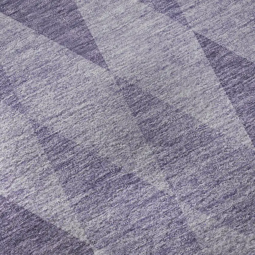 8' Purple And Ivory Geometric Washable Round Rug With UV Protection Photo 9