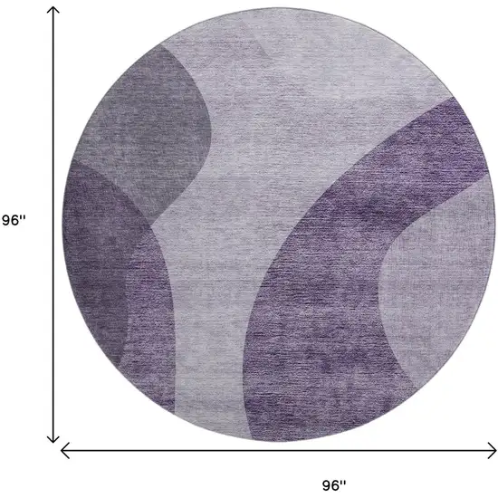 8' Purple And Ivory Geometric Washable Round Rug With UV Protection Photo 5