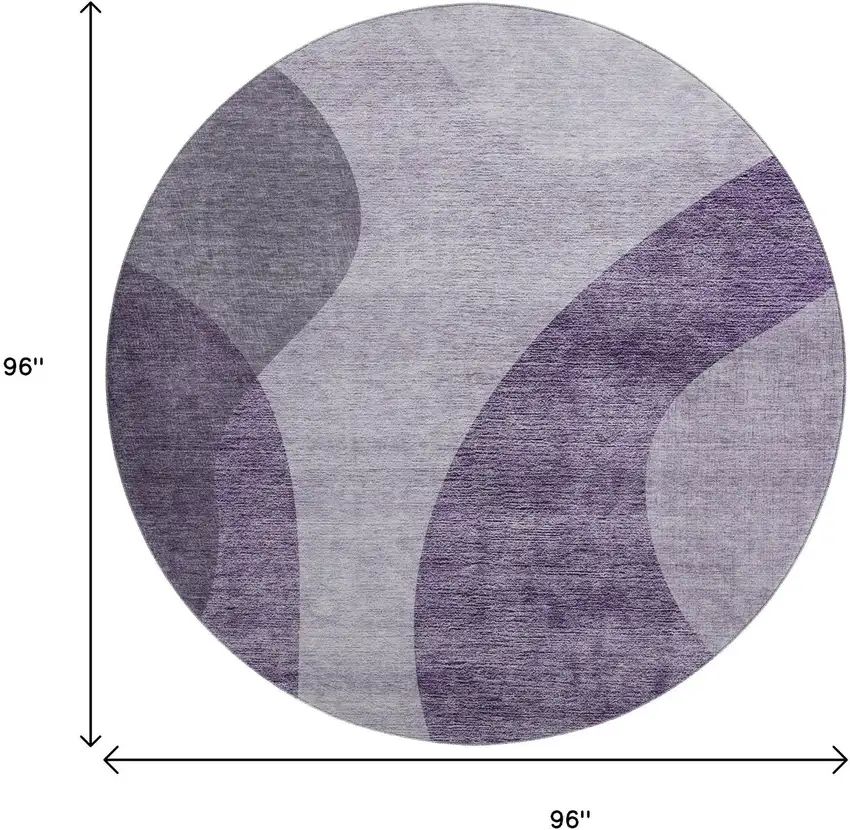 8' Purple And Ivory Geometric Washable Round Rug With UV Protection Photo 5