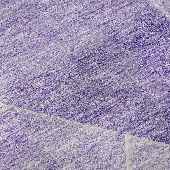 8' Purple And Ivory Geometric Washable Round Rug With UV Protection Photo 9