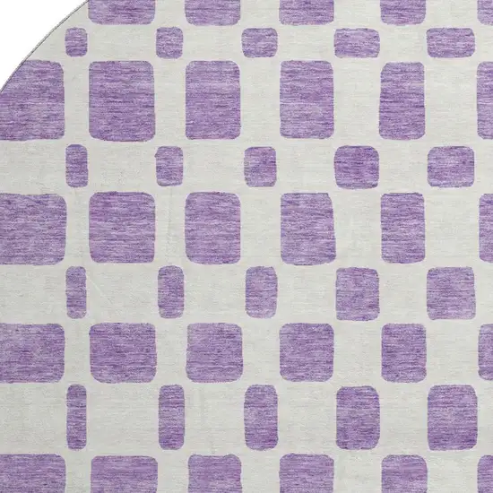 8' Purple And Ivory Geometric Washable Round Rug With UV Protection Photo 3