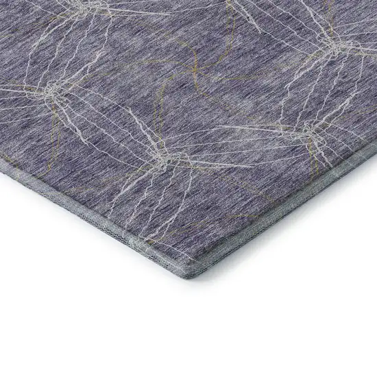 8' Purple And Ivory Geometric Washable Round Rug With UV Protection Photo 6