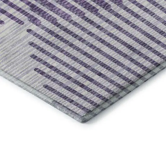 8' Purple And Ivory Geometric Washable Round Rug With UV Protection Photo 6