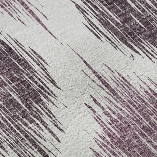 8' Purple And Ivory Ikat Washable Round Rug With UV Protection Photo 9