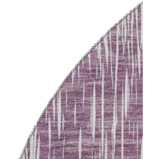 8' Purple And Ivory Ikat Washable Round Rug With UV Protection Photo 3