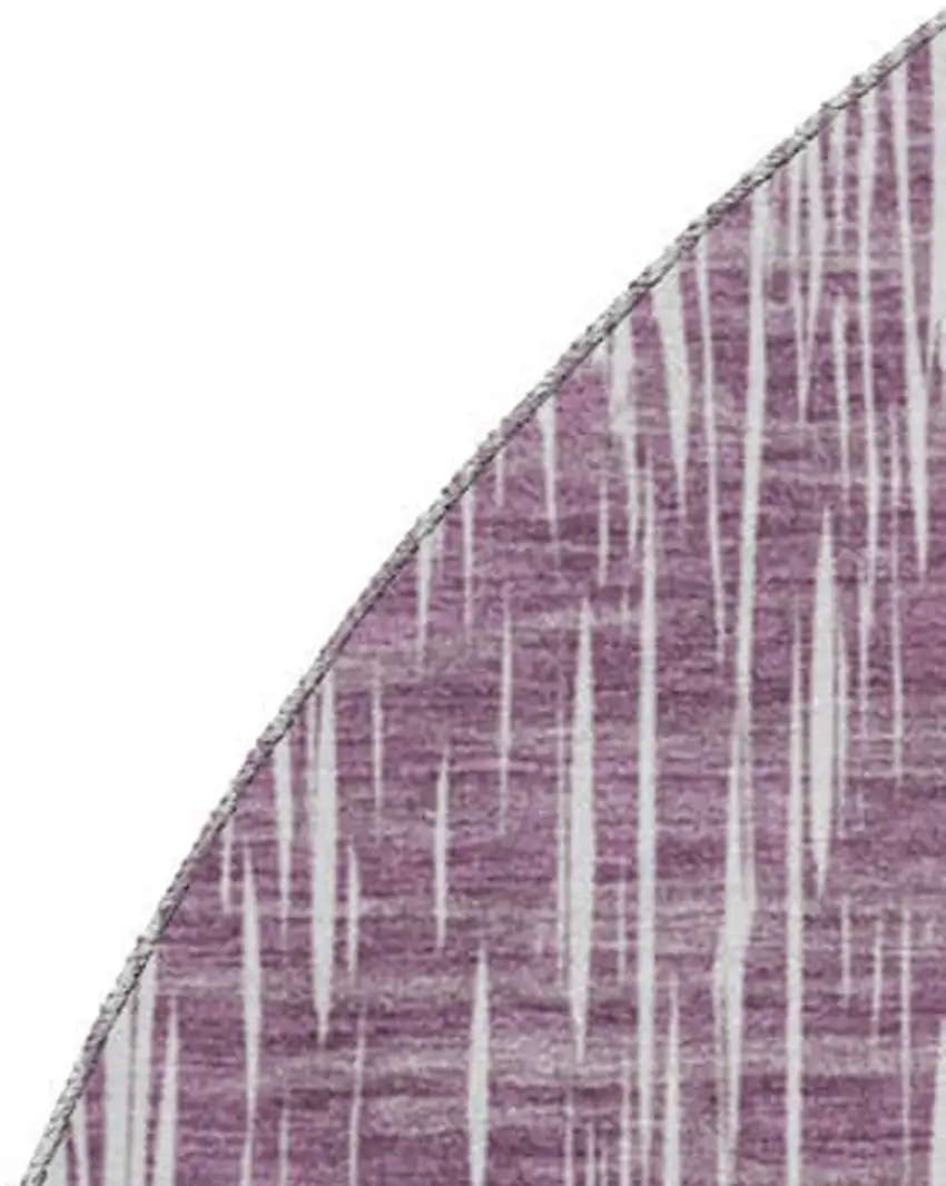 8' Purple And Ivory Ikat Washable Round Rug With UV Protection Photo 3