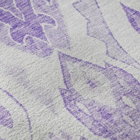 8' Purple And Ivory Moroccan Washable Round Rug With UV Protection Photo 9