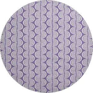 Photo of 8' Purple And Ivory Ogee Washable Round Rug With UV Protection
