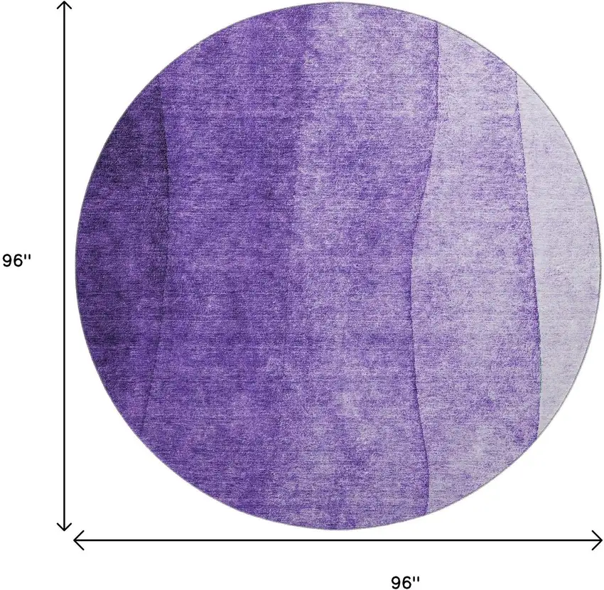 8' Purple And Ivory Ombre Washable Round Rug With UV Protection Photo 3