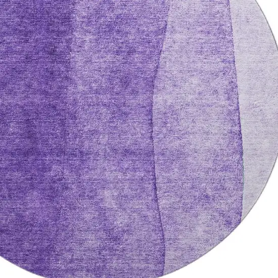 8' Purple And Ivory Ombre Washable Round Rug With UV Protection Photo 3